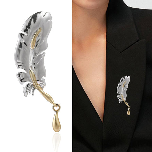Alloy Feather Brooch Pin For Unisex Suit Decoration