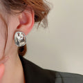Irregular Metal Geometric Stud Earrings For Women Minimalist Fashion OL Office Style view 3