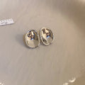 Irregular Metal Geometric Stud Earrings For Women Minimalist Fashion OL Office Style view 4