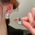Irregular Metal Geometric Stud Earrings For Women Minimalist Fashion OL Office Style view 1