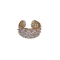 Minimalist Copper Zircon Flower Open Ring, Fashion OL Style Adjustable Statement Jewelry view 5