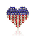 Alloy Rhinestone Heart Flag Brooch Pin For Apparel Badges view 1