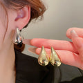 Metal Teardrop Stud Earrings For Women Fashion OL Minimalist Statement Jewelry view 2