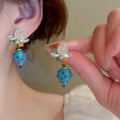 Forest Style Blue Glazed Glass Strawberry Fruit Stud Earrings With Silver Posts view 2