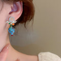 Forest Style Blue Glazed Glass Strawberry Fruit Stud Earrings With Silver Posts view 4