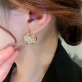 Gold Plated Rhinestone Faux Pearl Geometric Ear Cuff Earrings Fashion OL Light Luxury Jewelry view 3