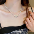 Copper Brushed Round Bead Multi Layer Necklace Geometric Shimmer Collarbone Choker For Women view 1
