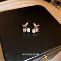 Copper Cherry Stud Earrings With Micro Pave Zircon And Pearl Fashion OL Fruit Design view 2