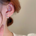 Copper Cherry Stud Earrings With Micro Pave Zircon And Pearl Fashion OL Fruit Design view 3