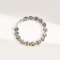 European American Vintage Rose Flower Bracelet, Luxury Metallic Floral Beaded Hand Jewelry view 4