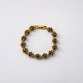 European American Vintage Rose Flower Bracelet, Luxury Metallic Floral Beaded Hand Jewelry view 3