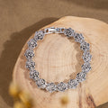 European American Vintage Rose Flower Bracelet, Luxury Metallic Floral Beaded Hand Jewelry view 2