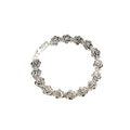 European American Vintage Rose Flower Bracelet, Luxury Metallic Floral Beaded Hand Jewelry view 5