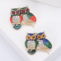Alloy Enamel Rhinestone Owl Brooch Pin For Animal Clothing Decoration view 1