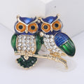 Alloy Enamel Rhinestone Owl Brooch Pin For Animal Clothing Decoration view 2