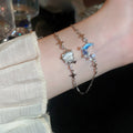 Copper Zircon Cat Eye Heart Star Bangle Minimalist Light Luxury Fashion Bracelet view 2
