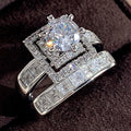 Luxury Zircon Couple Ring Set Double Layer Stacking Rings Fashion Wedding Jewelry view 3