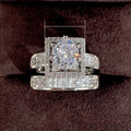 Luxury Zircon Couple Ring Set Double Layer Stacking Rings Fashion Wedding Jewelry view 5