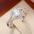 Double Row Zircon Oval Closed Ring For Women, Elegant Wedding Princess Banquet Finger Jewelry view 2