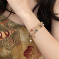 Baroque Pearl Double Layer Bangle With Portrait Medallion And Artificial Crystal OL Style view 4