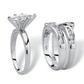 Micro Pave Cubic Zirconia Engagement Ring Three Piece Set For Women Index Finger Stack Rings view 2
