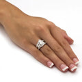 Micro Pave Cubic Zirconia Engagement Ring Three Piece Set For Women Index Finger Stack Rings view 3