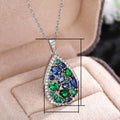 European Blue Green Gemstone Jewelry Set Long Necklace Monet Garden Color Stone Accessories view 4