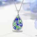 European Blue Green Gemstone Jewelry Set Long Necklace Monet Garden Color Stone Accessories view 2