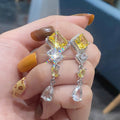 French Light Luxury Square Zircon Tassel Earrings For Women, Niche Inlaid Drop Earrings view 2
