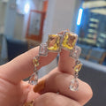 French Light Luxury Square Zircon Tassel Earrings For Women, Niche Inlaid Drop Earrings view 4