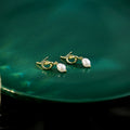 Light Luxury Knot Tassel Baroque Pearl Stud Drop Earrings For Women Elegant Vintage Alloy Silver Needle Earrings view 2
