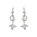 Alloy Silver Needle Moon Starburst Rhinestone Drop Earrings For Fashion OL Sweet Cool Style view 5