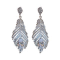 Copper Zircon Teardrop Feather Stud Earrings For Women Light Luxury Statement Jewelry view 5