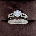 Luxury Two Piece Round Zircon Ring Set For Women Popular Niche Fashion Hand Jewelry view 5