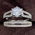 Luxury Two Piece Round Zircon Ring Set For Women Popular Niche Fashion Hand Jewelry view 3