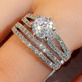 Luxury Two Piece Round Zircon Ring Set For Women Popular Niche Fashion Hand Jewelry view 4