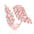 Angel Feather Open Ring With Zircon Stones, Fashion Bridal Jewelry For Women view 3