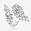 Angel Feather Open Ring With Zircon Stones, Fashion Bridal Jewelry For Women view 1