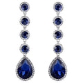 European American Long Round Earrings With Vintage Sapphire Blue Zircon For Banquet Women view 1