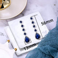 European American Long Round Earrings With Vintage Sapphire Blue Zircon For Banquet Women view 5