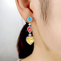 Colorful Zircon Princess Earrings Dreamy Gentle Heart Geometric Long Slimming Drop Earrings view 3