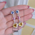 Colorful Zircon Princess Earrings Dreamy Gentle Heart Geometric Long Slimming Drop Earrings view 5