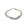 Rhinestone Faux Pearl Flower Double Layer Necklace Fashion OL Light Luxury Collarbone Chain view 5