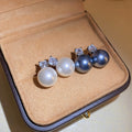 French Elegant Geometric Pearl Stud Earrings With Silver Posts For Minimalist Fashion view 3
