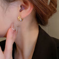 Gold Plated Copper Zircon Letter Huggie Hoop Earrings Fashion OL Minimalist Ear Jewelry view 3