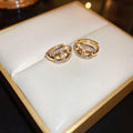 Gold Plated Copper Zircon Letter Huggie Hoop Earrings Fashion OL Minimalist Ear Jewelry view 2