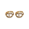 Gold Plated Copper Zircon Letter Huggie Hoop Earrings Fashion OL Minimalist Ear Jewelry view 5