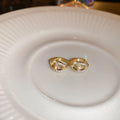Gold Plated Copper Zircon Letter Huggie Hoop Earrings Fashion OL Minimalist Ear Jewelry view 4