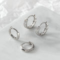 Elegant Silver Alloy Geometric Round Huggie Hoops With Zircon Rhinestone Inlay Minimalist Ear Cuff Earrings view 2