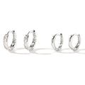 Elegant Silver Alloy Geometric Round Huggie Hoops With Zircon Rhinestone Inlay Minimalist Ear Cuff Earrings view 5